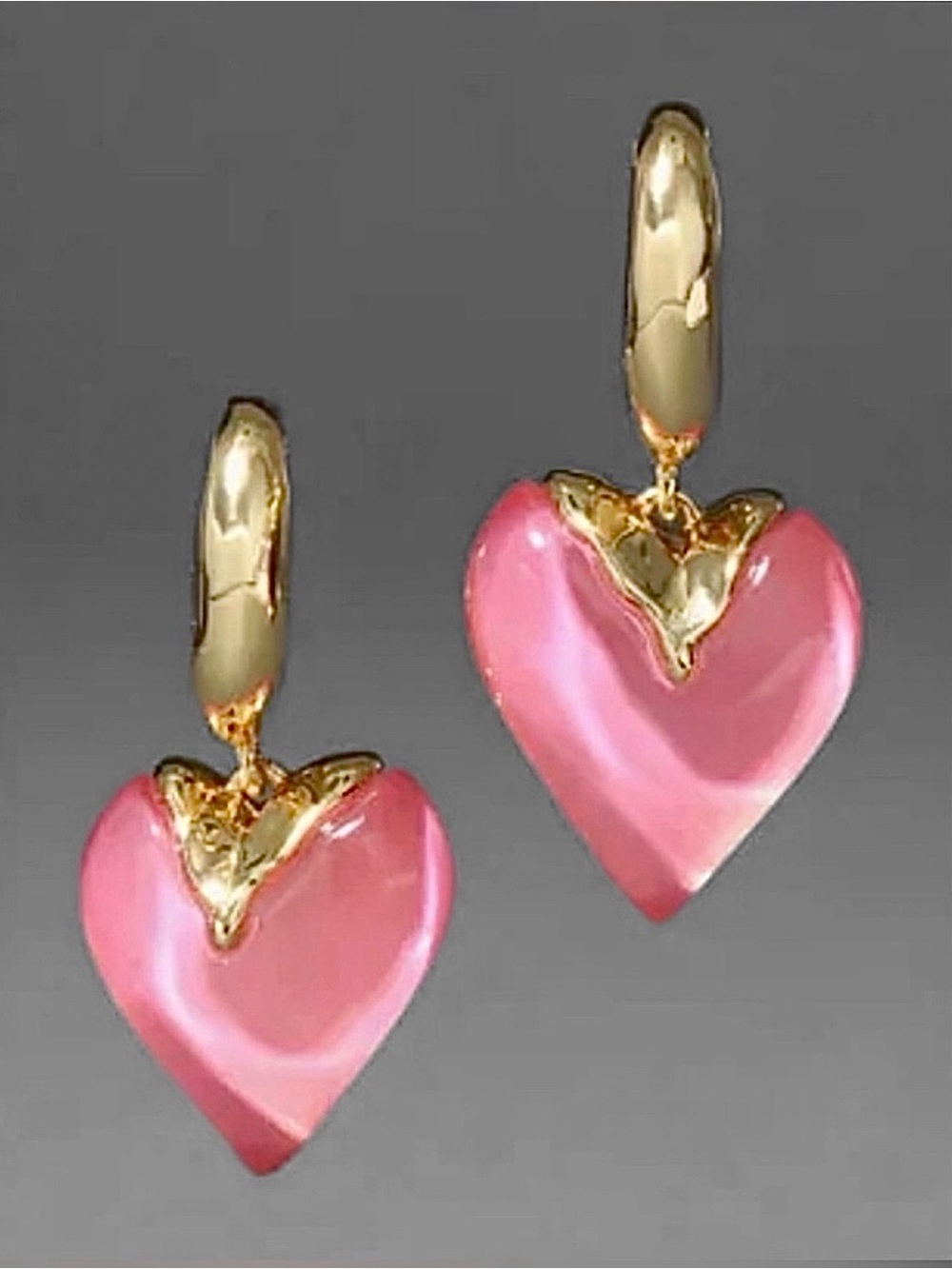 Alexis Bittar Dropping Heart Lucite Earrings - Sweet Melon